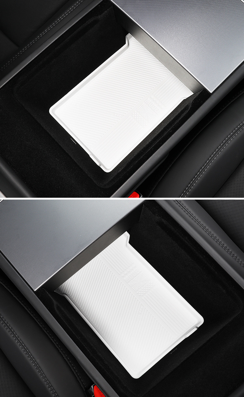 Suitable for the New Version of Tesla Model 3Yl Central Control Armrest Box Lower Storage Box Silicone Anti-Slip Mat Accessories