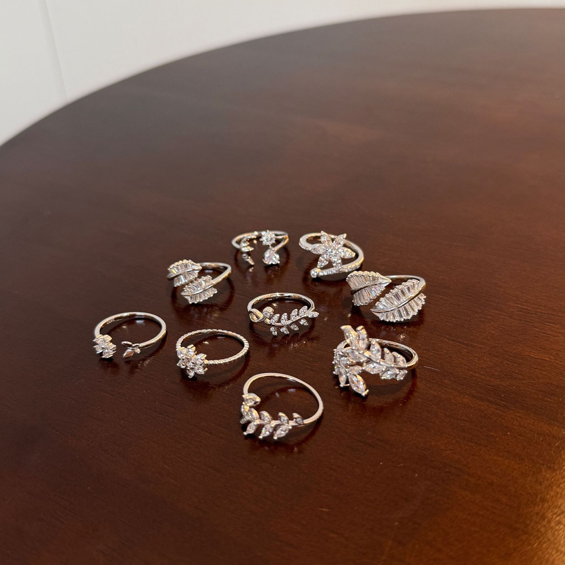 6g Weight Zircon Inlay Material Open Rings Classification Adjustable Ring Size 1 Piece Quantity Holiday, Daily Occasion 925 Sterling Silver Material Geometric Pattern Women's Gender Plating, Inlay Design Basic, Modern Style, Classic Style Style 925 Sterling Silver Zircon Geometric Open Rings 4