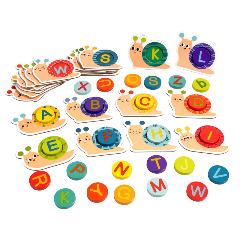 Jardín de infantes caracol alfabeto cognición emparejamiento de granos bloques de construcción infantil puzzle infantil educación temprana 3 a 6 años de juego puzzle