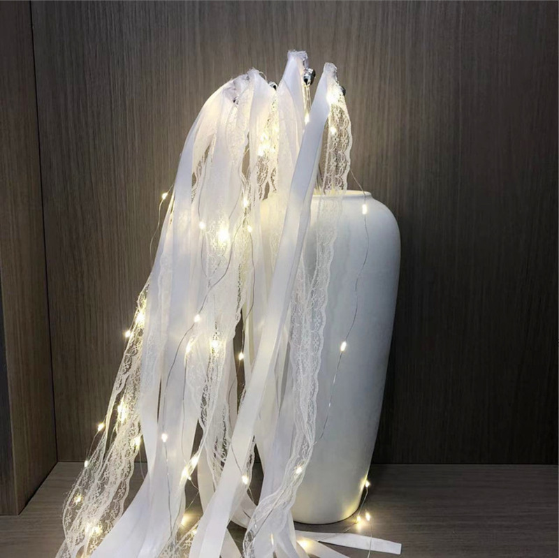 クロスボーダー LED 妖精の杖リボンパーティーラテアートリボン誕生日結婚式ライトストリング発光リボン暖かい光の雰囲気|undefined