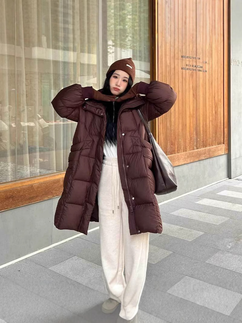 Chaqueta de plumón de alta gama para mujer, estilo europeo de invierno, longitud media, con 90% de plumón de pato blanco, corte holgado, efecto adelgazante, abrigo grueso.