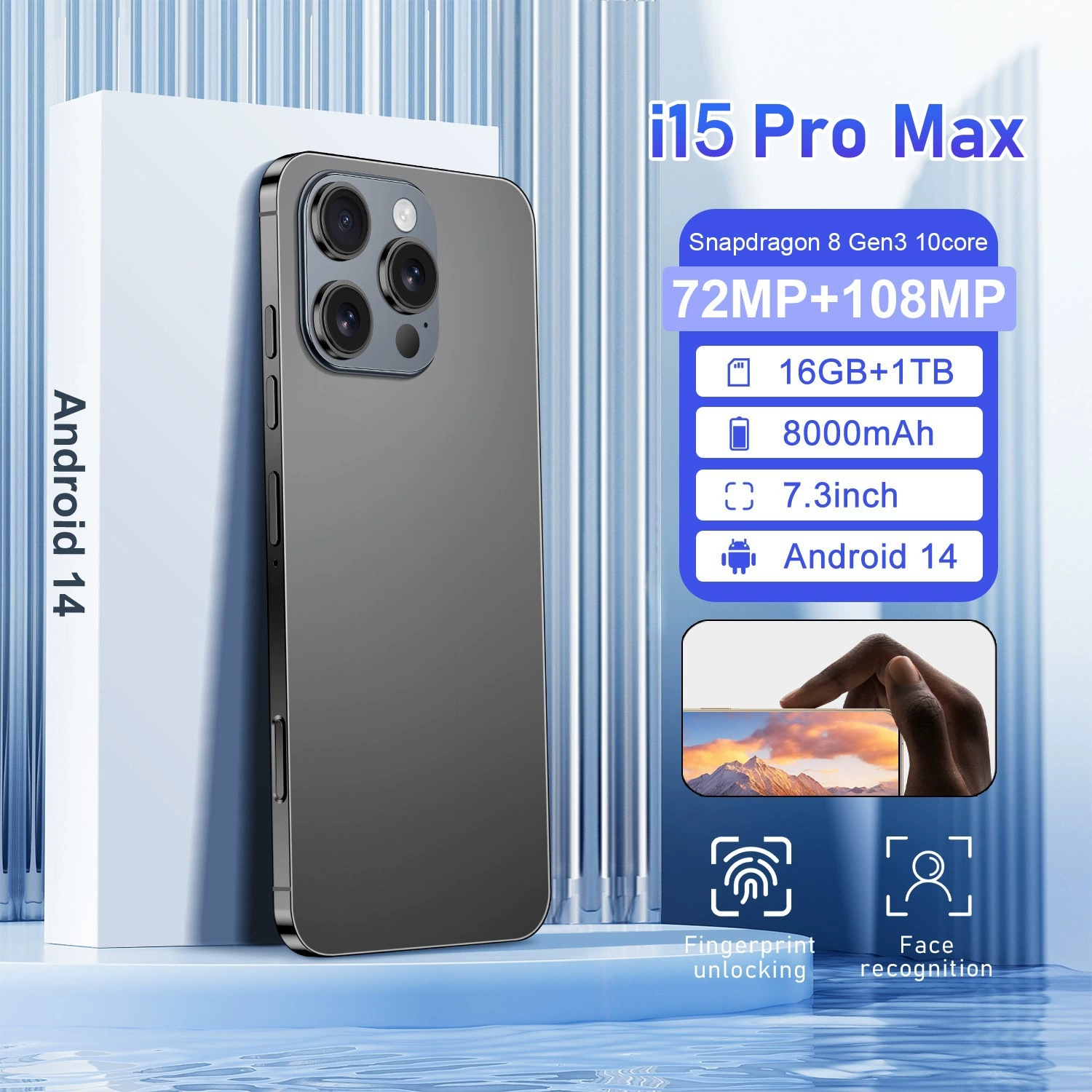 (Граница торговли), смартфон, intel core i15, 15promax, 16gb, Android, 6.8 дюйма