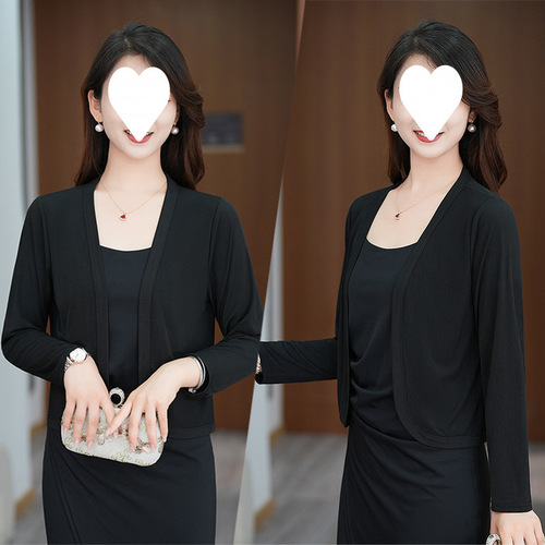 Lightweight off-the-shoulder sunshirts for spring and summer, other / polyester (polyester) solid color loose opening
