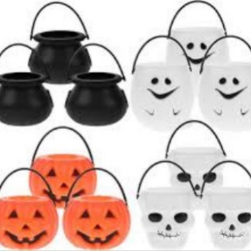 供应万圣节装饰儿童讨糖罐 迷你手提巫婆南瓜罐 鬼节用品小南瓜