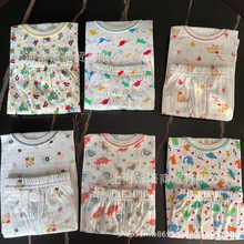 日单童装日系风格轻薄款网眼镂空提花系列儿童短袖中裤家居服套装