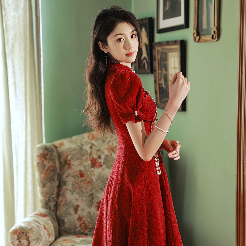 cheongsam Toast clothing bride 2022 new pattern Little New Chinese style marry Back door Ordinary clothes Engagement Usually