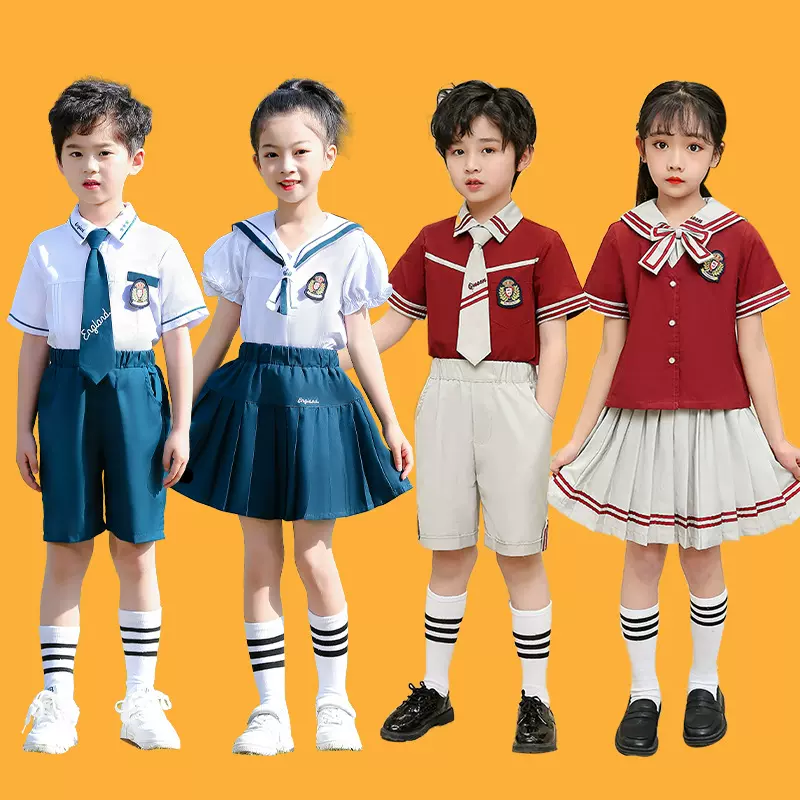 小学生毕业班服夏季校服诗歌朗诵合唱演出服儿童英伦风幼儿园园服