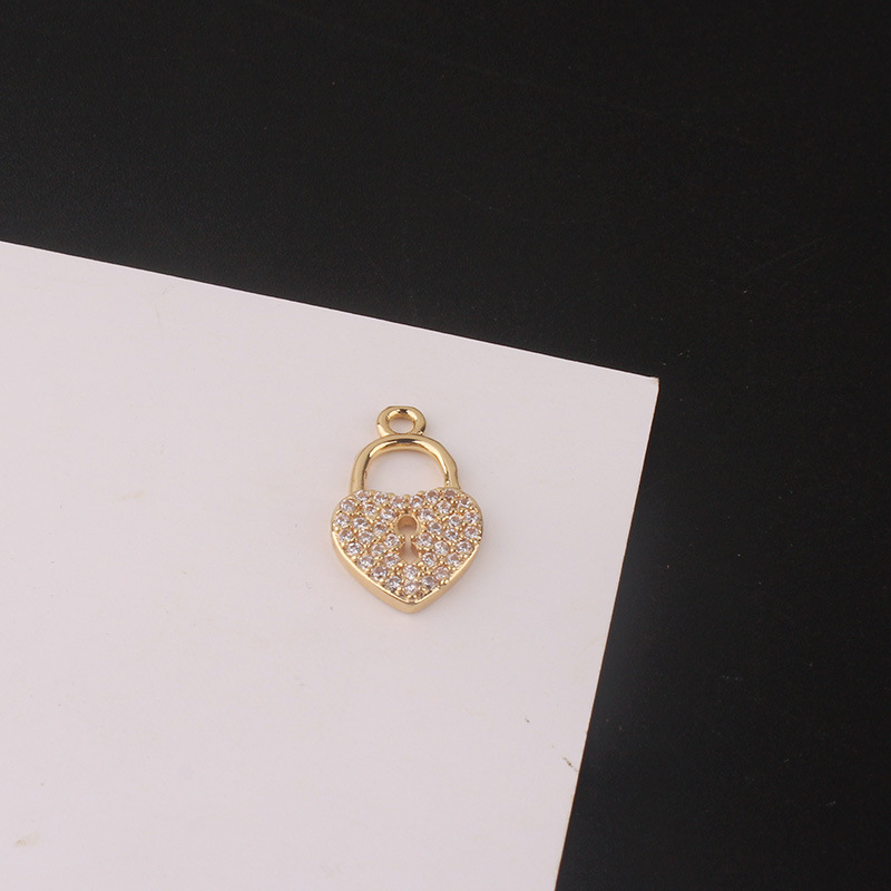 1 Piece Copper Zircon Star Key Lock Pendant display picture 6