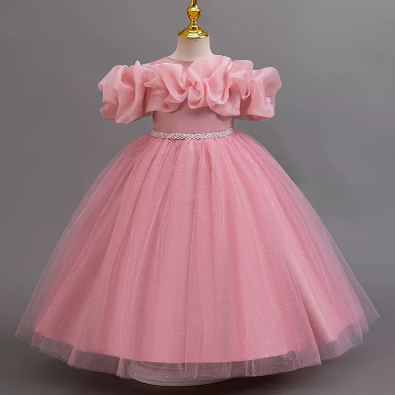 Evening dress, nail sequins, wedding dress, small princess costume, piano performance costume, new collection