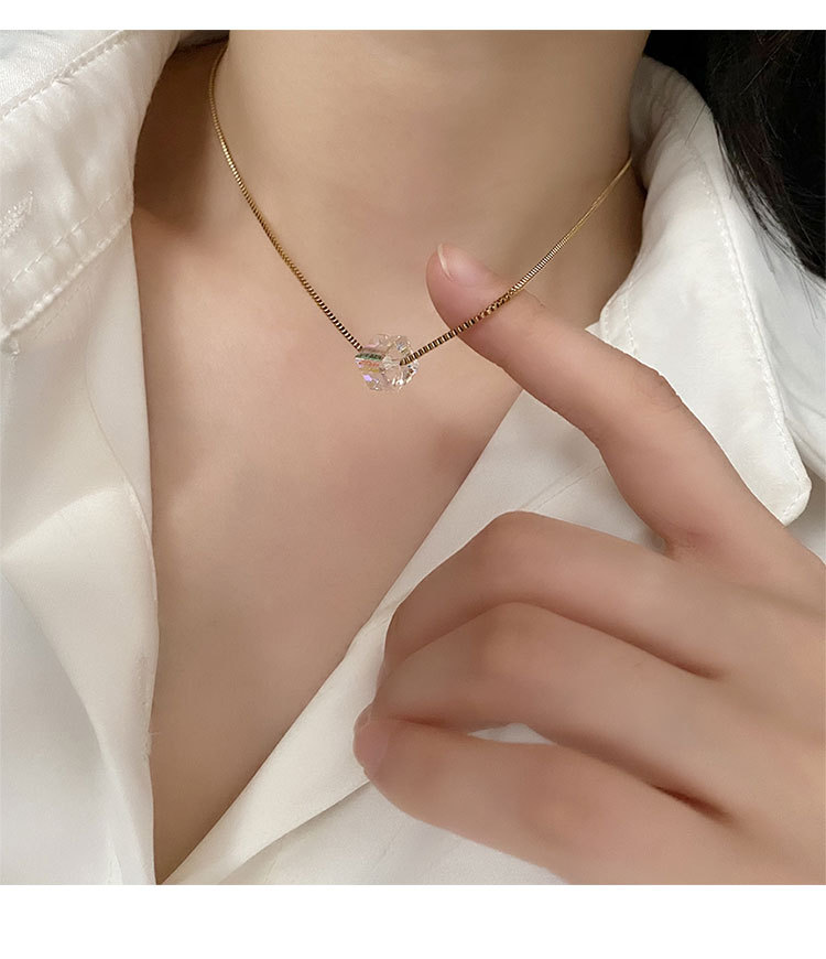 Fashion Geometric Plating Glass Titanium Steel Necklace_colorza_5