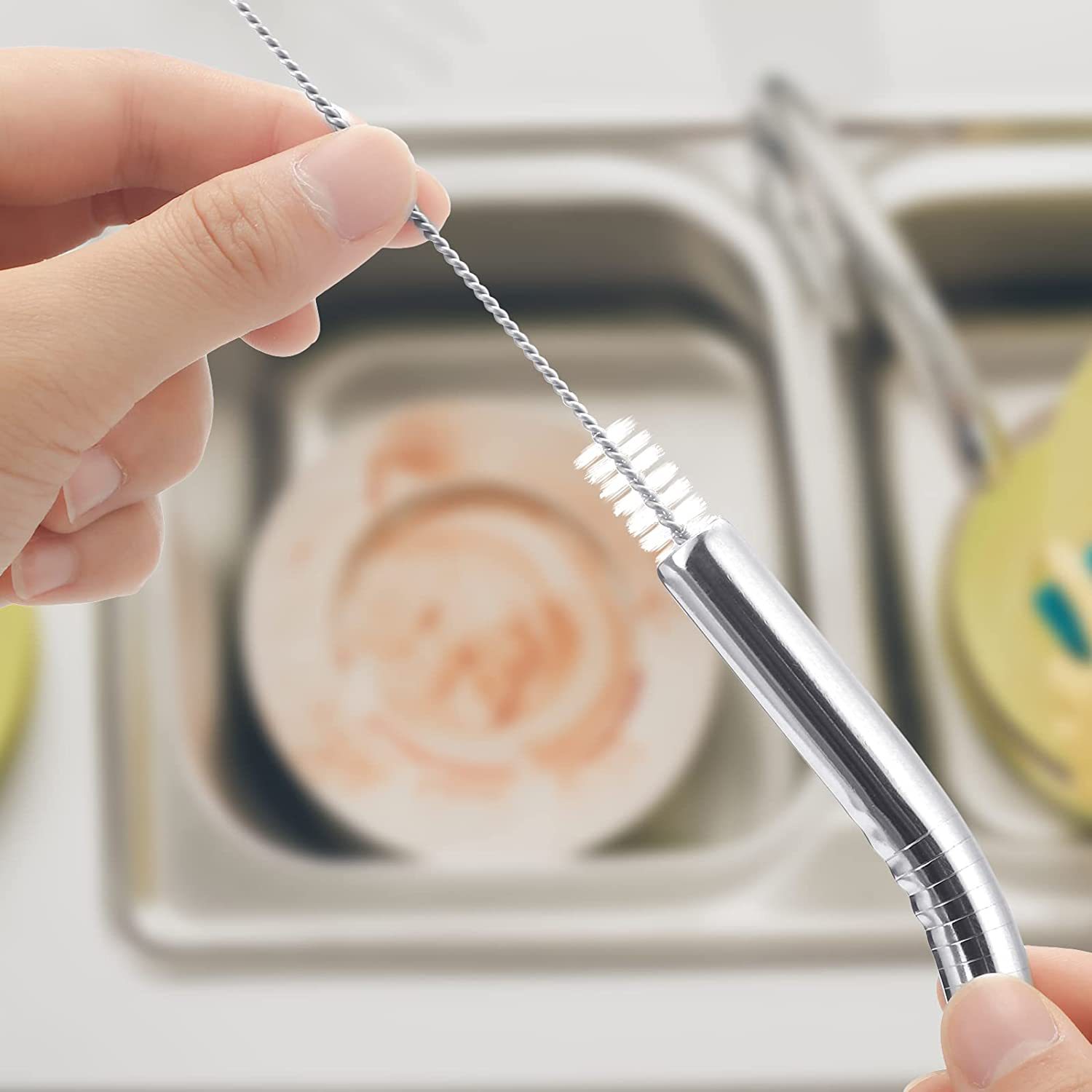 Traje de paja de acero inoxidable 304 transfronterizo creativo Chapado en titanio tubo recto codo café leche té paja al por mayor