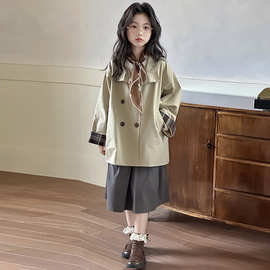 女童秋装2025新款大童秋季外套儿童早秋韩系穿搭超好看初中生风衣