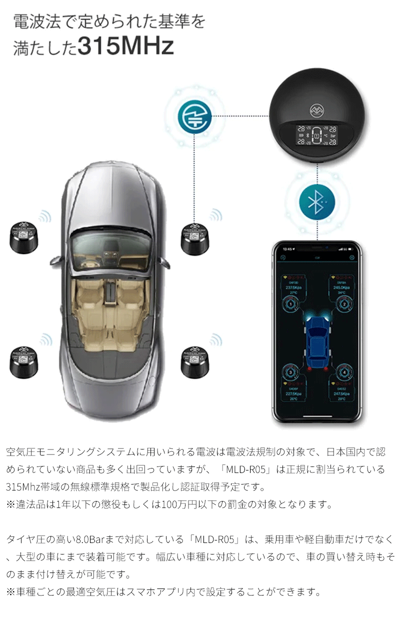 Japanese Tire Pressure Monitoring 315Mhz Tpms Car Tire Pressure Sensor Tire Pressure Gauge Monitor High Precision