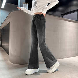 女童牛仔裤春季2025新款儿童韩版洋气喇叭裤大童显瘦时髦微喇裤子