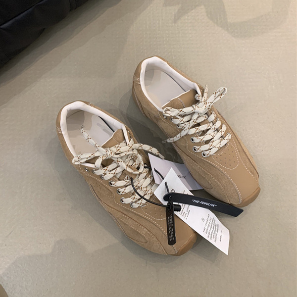 Leather retro two-tone casual footwear