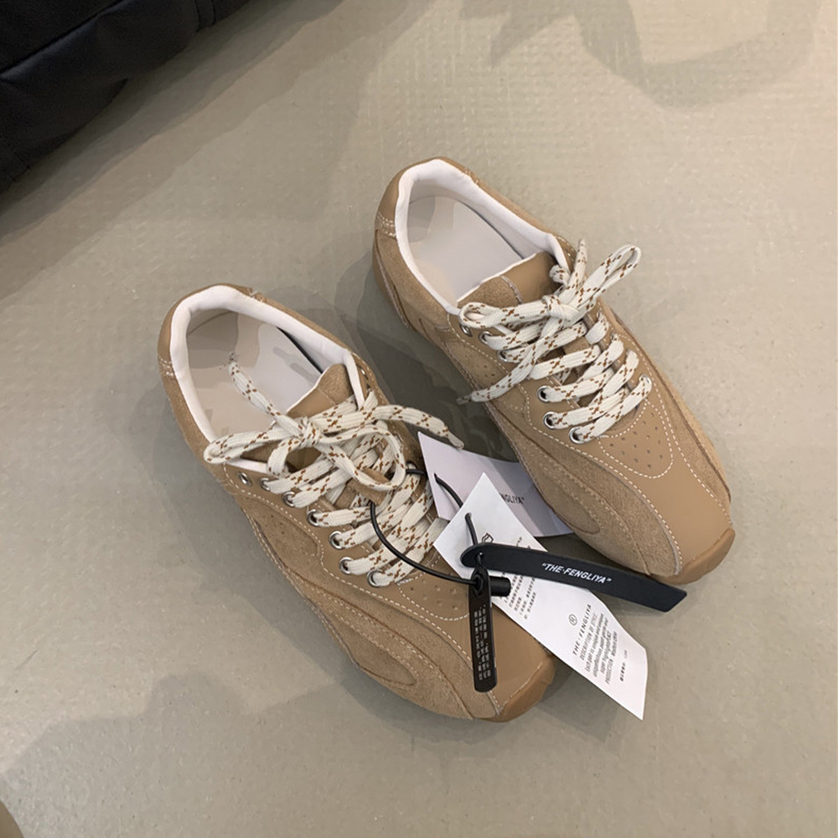 Edición de cuero de vaca ~ retro zapatos casuales de color de zapatos de entrenamiento de lazos zapatos deportivos de suela plana para mujeres de carreras generales zapatos de moda