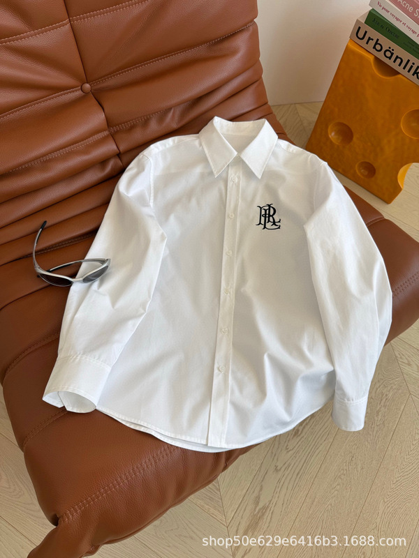 RL美式vintage长袖衬衫春秋2025宽松简约休闲宽松外套设计感上衣|undefined