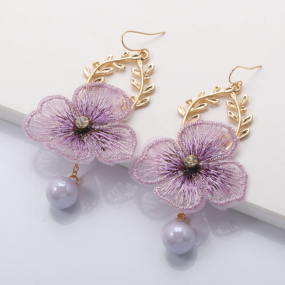 Bohemian Flower Mesh Petal Earrings Wholesale display picture 6