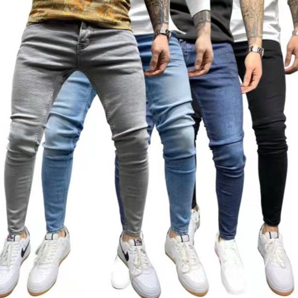 2022 high quality cross-border zhang Europe and the United States elastic feet jeans new men's jeans a generation of hair