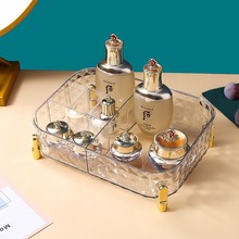 轻奢化妆品收纳盒桌面高级感创意收纳筐家居用品分隔大容量储物盒