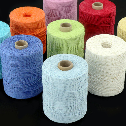 300M raffia thread paper rope hook handbag hat bag handmade diy weaving colorful environmentally friendly double-stranded paper rope
