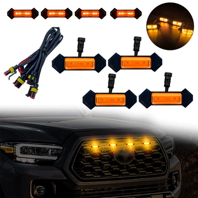 Cross-border hot-selling car grille in the net small yellow light day running light pickup truck truck LED decoration warning light modification (Gündüz işıqları)
