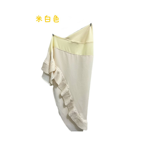 Amazon Muslim headscarf Middle Eastern ethnic double-layer chiffon Malaysian turtleneck color-blocked pleated edge headband for women