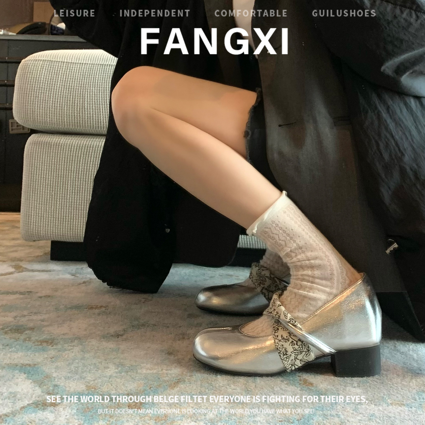 High heels with a strap, Mary Jane shoes with hidden heel, (Physicals), 2026 years, french style, round toe, wide stable heel