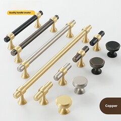 Solid copper handles, all-copper new Chinese golden cabinet doors, brass black cabinets, American modern retro brushed silver handles.