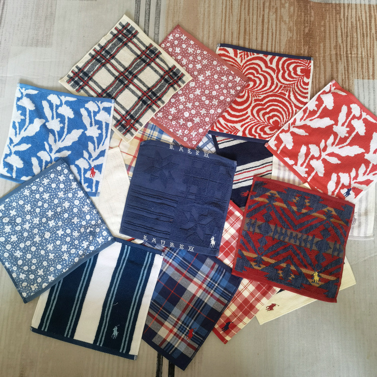 Exported to Japan Xinjiang Combed Cotton Yarn-dyed Jacquard Polo Embroidered Polo Small Square Towel Wiper Gentleman's Handkerchief