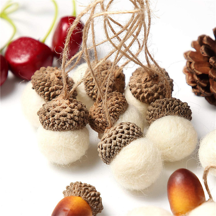 Amazon ins yarn ball pine cone acorn DIY material pendant Christmas wicker ring decoration cross-border exclusive 