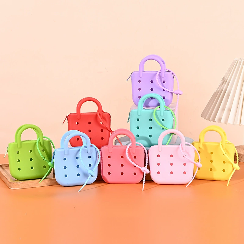 Модный конфетный квадрат DIY силиконовый детский рюкзак-мешок с молнией и дыркой для пляжа