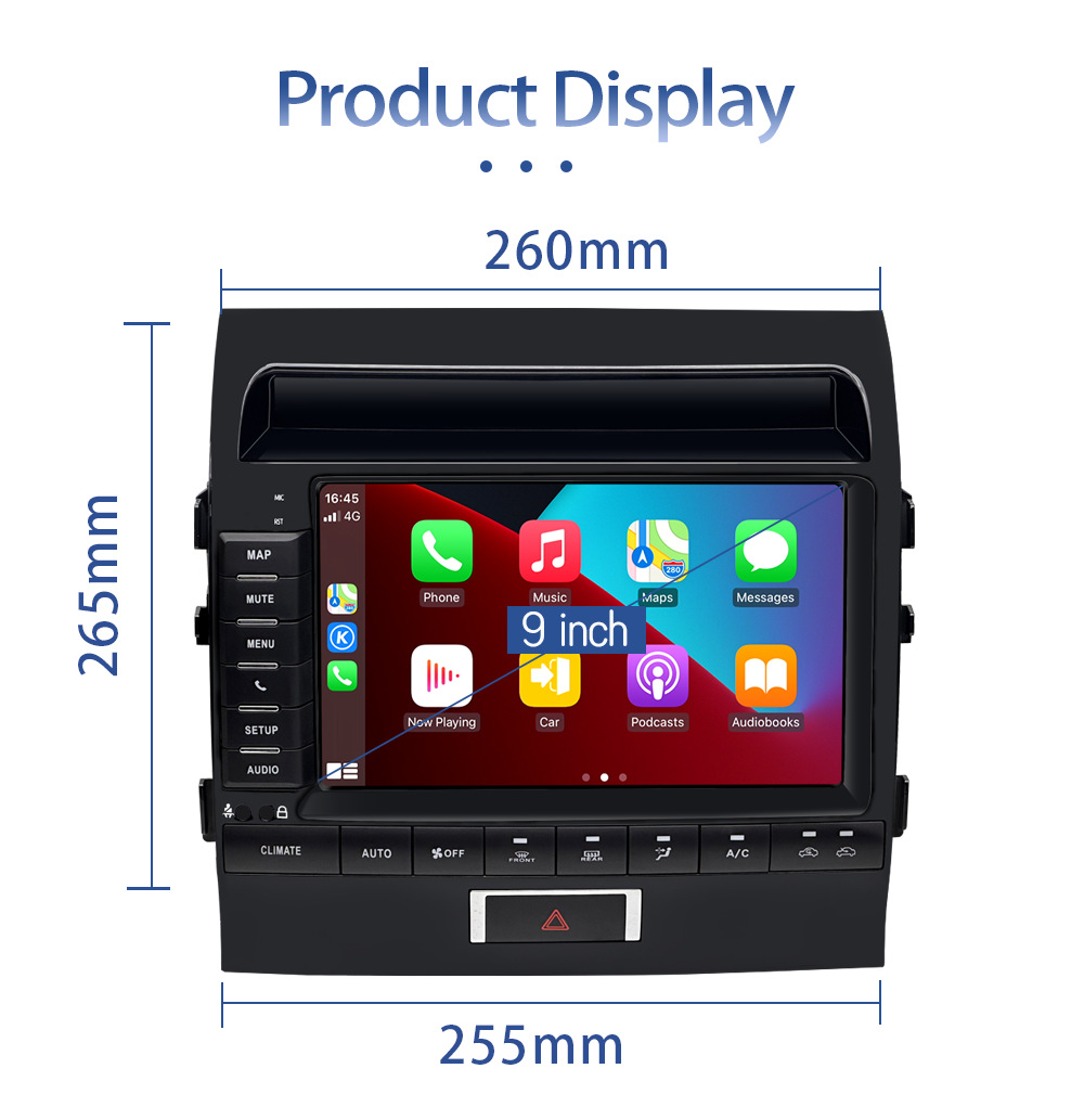 Suitable for Toyota Land Cruiser Car-Mounted Central Control Large-Screen Android Navigation System with Reversing Image, Bluetooth, and Wifi All-In-One Device