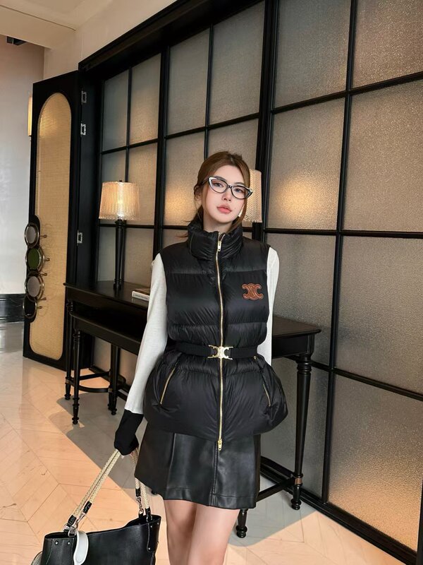 CE南油女装2025秋冬新款立领90白鹅绒羽绒服女松紧收腰防风保暖马|undefined