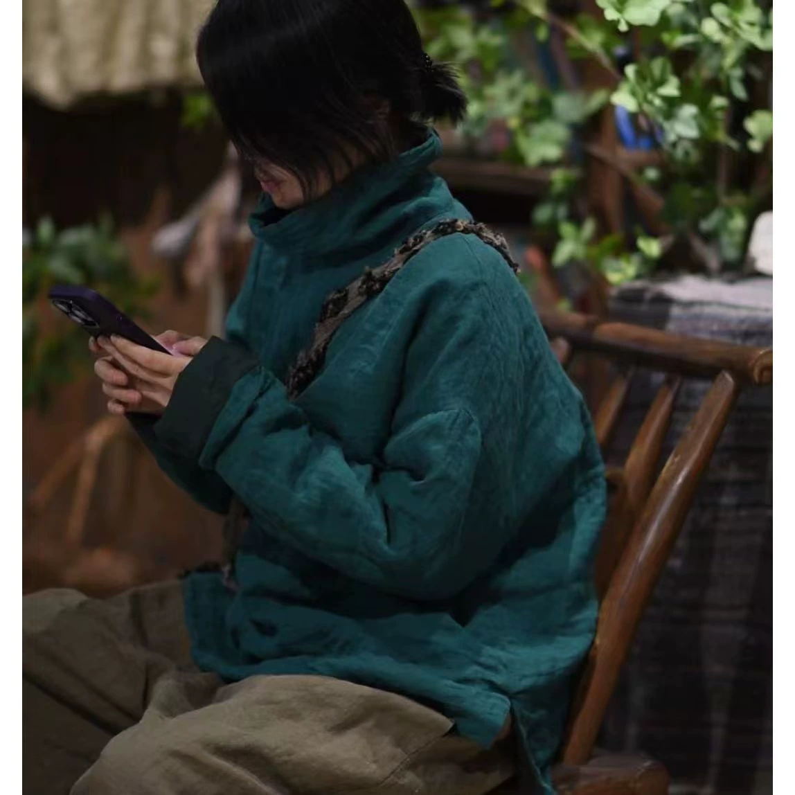 23/10/Nanshan Nan/Литературный ретро стирка льна с высоким воротником повседневная хлопчатобумажная одежда