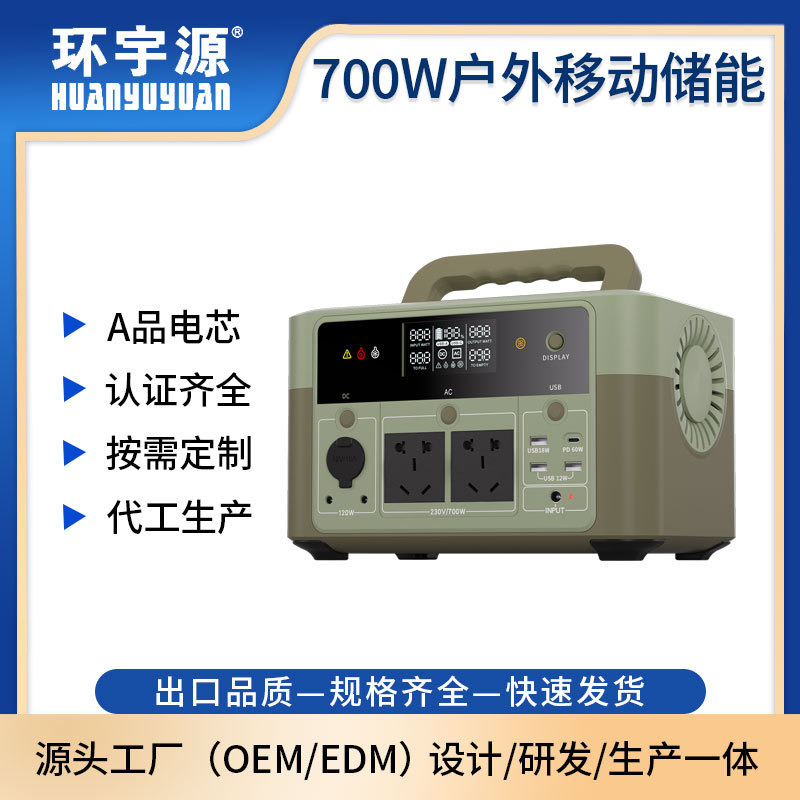 环宇源HYY700W户外电源220V智能逆变太阳能折叠包板充电储能电源