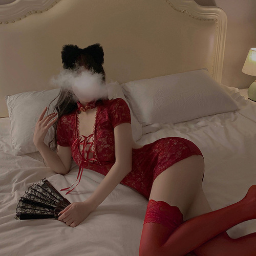 Sexy lingerie, cheongsam, uniform, temptation, passion, midnight charm, flirting, hot bed, cos lace pajamas, no need to take off