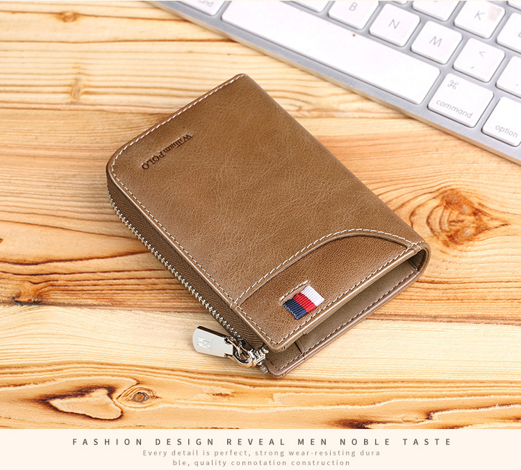 Ví card holder da bò nam nhiều ngăn thẻ đựng bằng lái xe và tiền lẻ chi tiết 11