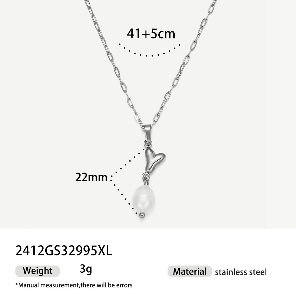 TENA collar de acero inoxidable de perlas verdaderas simplista de alto nivel nicho de diseño de acero de titanio collar de collar para mujeres image 19