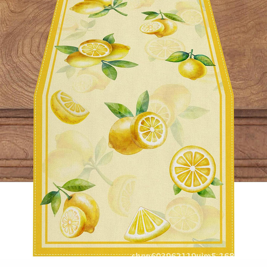 Nuevo verano limón lino bandera de mesa de fiesta al aire libre decoración de mesa de té de tela en el hogar bandera de mesa de té
