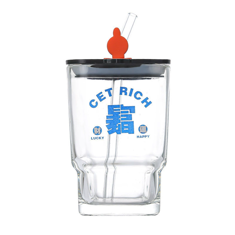 Creative tea cup, glass capacious square coffee straw, internet celebrity