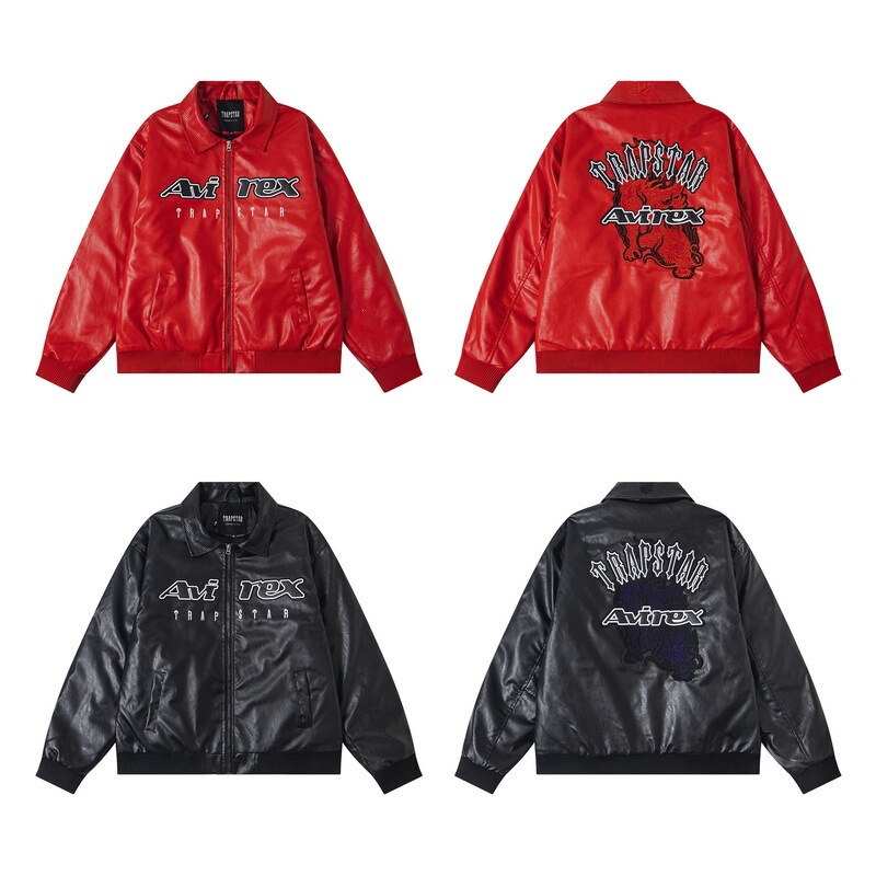American-Style Cross-Border Avirex X Trapstar Leather Jacket with Cotton Lining, Loose Hip-Hop High Street Style for Men and Women American-Style Cross-Border Avirex X Trapstar Leather Jacket with Cotton Lining, Loose Hip-Hop High Street Style for Men and Women