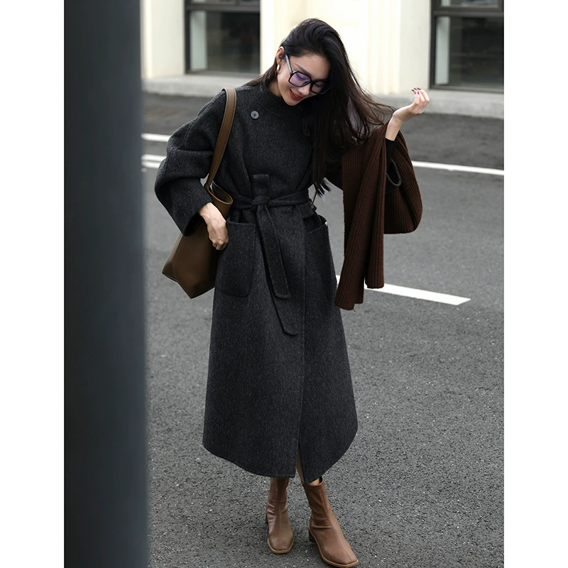 Summer woolen double-sided velvet long big down jacket, increased thickness