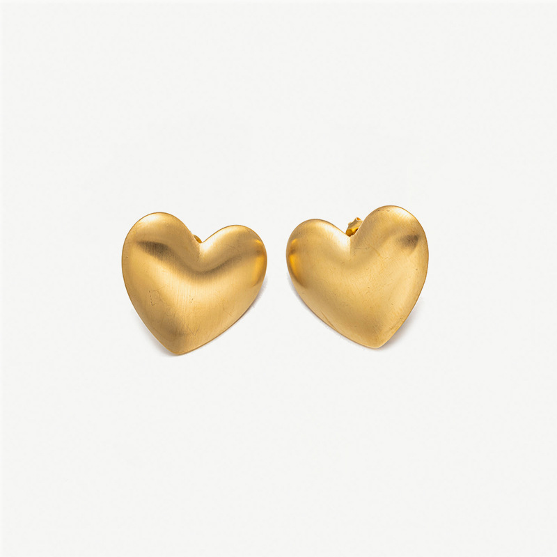 Taina Omeiins amor de moda alta sensación de textura bicolor pendientes de acero inoxidable 18k oro titanio pendientes de acero para mujeres