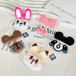 Cartoon Soft Rubber Panda Animal Ear Mouth Series PVC Mobile Phone Case Refrigerator Sticker DIY Creative Plush Pendant Accessories