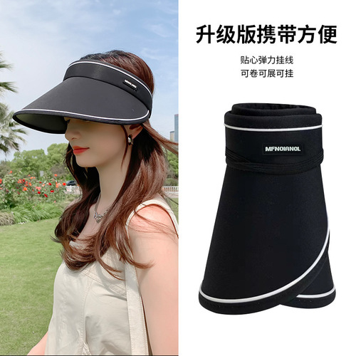 Korean sun hat for women in spring and summer, UV protection, small face, sunshade hairband, empty top hat, cycling sun hat for women 