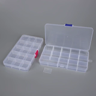可拆小号15格透明塑料收纳盒串珠甲片五金工具饰品渔具PP包装盒子
