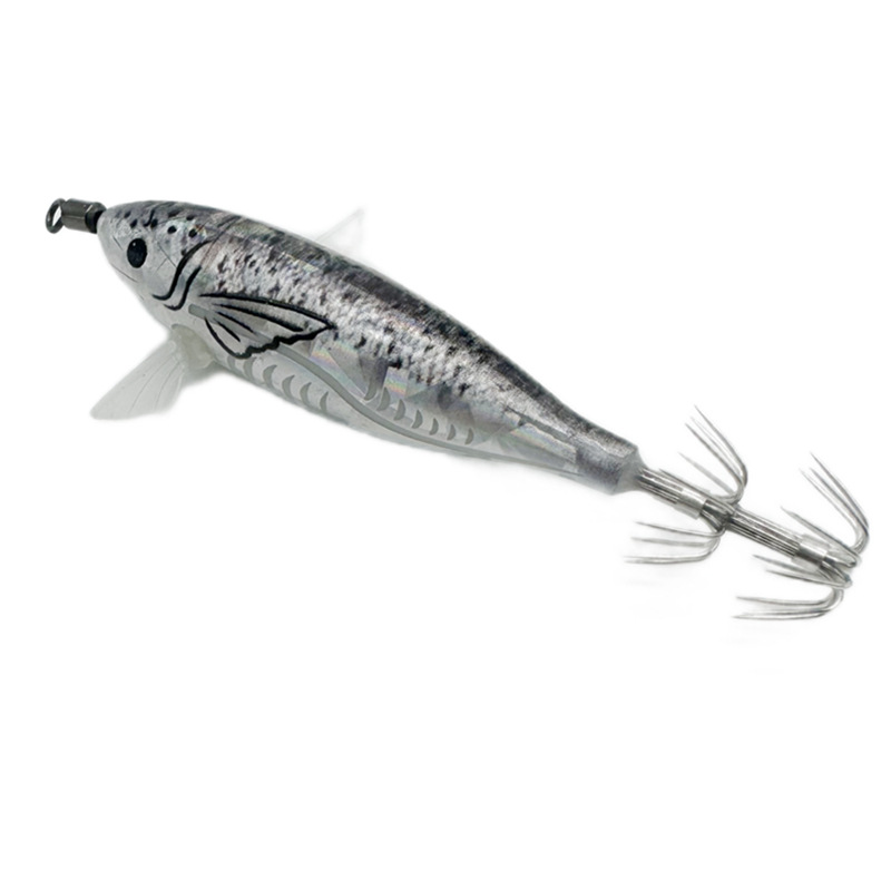 5,5G Camarón horizontal luminoso Egi camarón de madera camarón de vientre redondo cebo falso venta al por mayor gancho de explosión gancho de calamar camarón de madera cebo duro