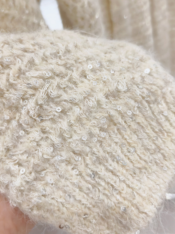 初秋の新しいレイジースパンコールモヘアセーター女性用+ホルターネックルーズスリム薄型中空セータートップ|undefined