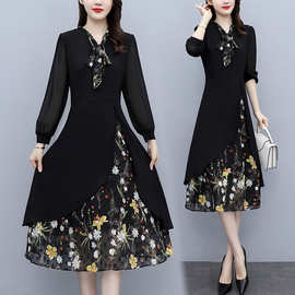 现货现货现货秋装2024包邮法式赫本风不规则收腰显瘦一件代发包邮